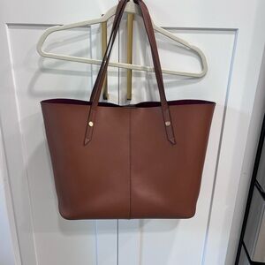 J Crew Devon Bonded Leather Tote in Brown